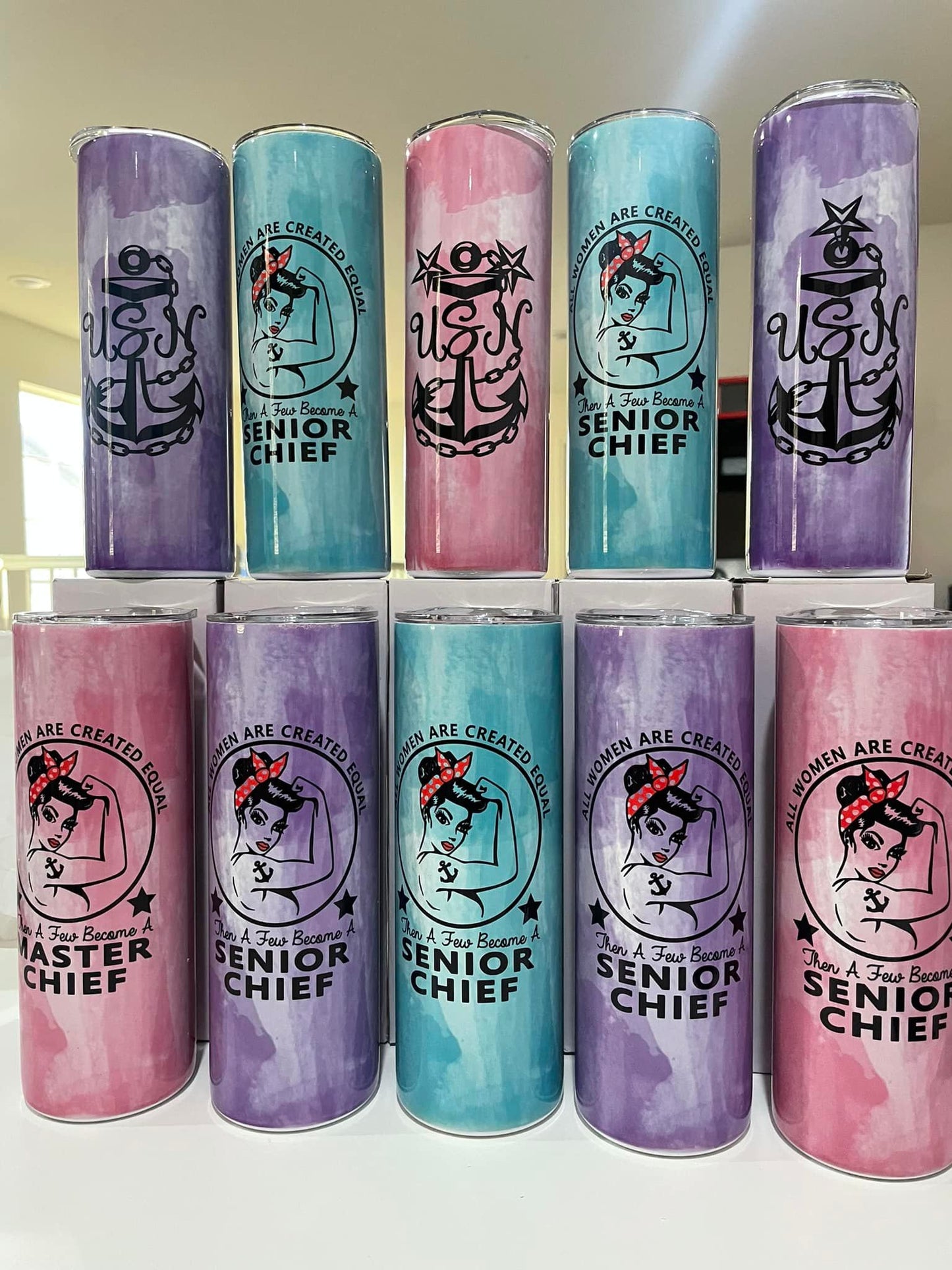 Navy Girl Tumbler 20oz