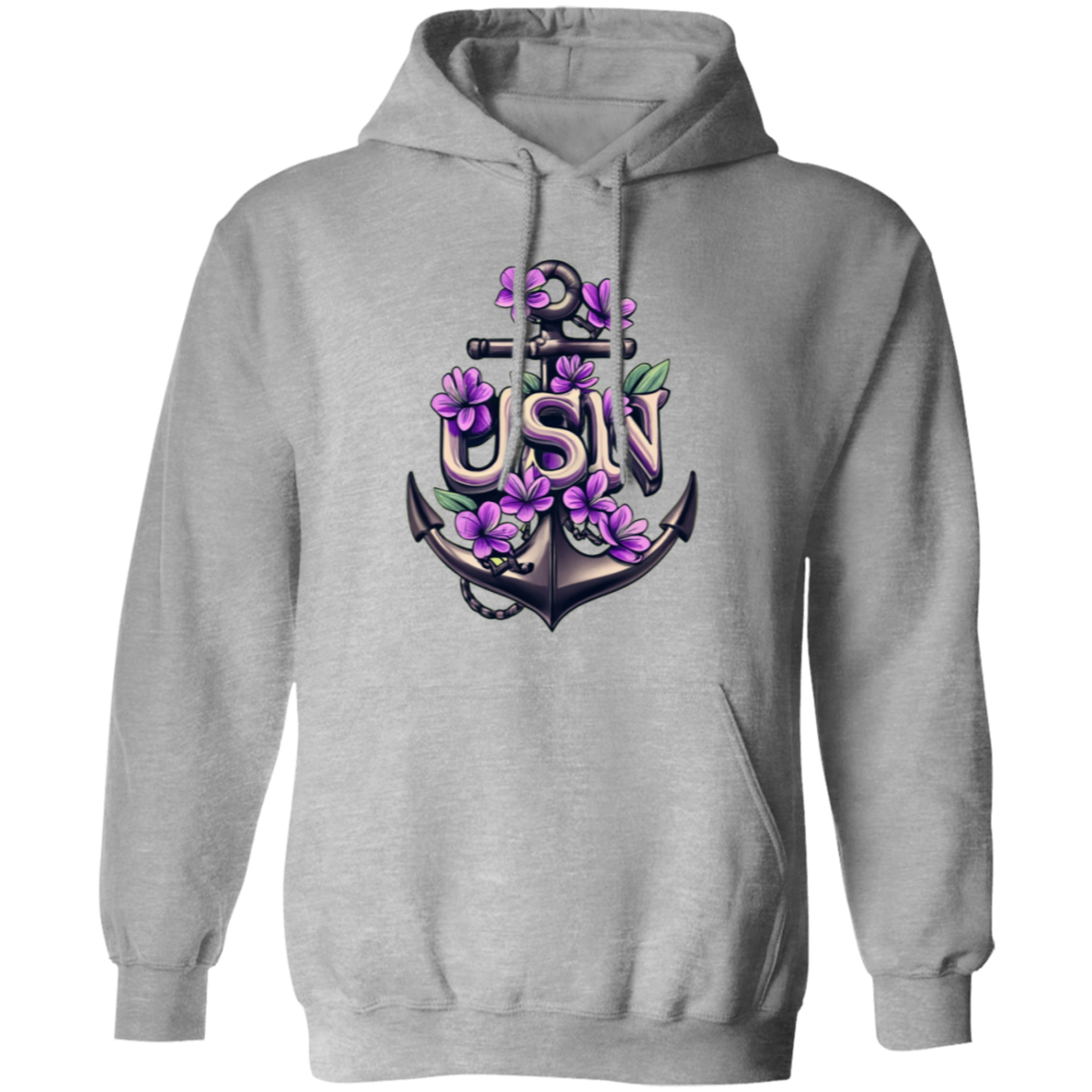 Purple Flower Anchor Pullover Hoodie