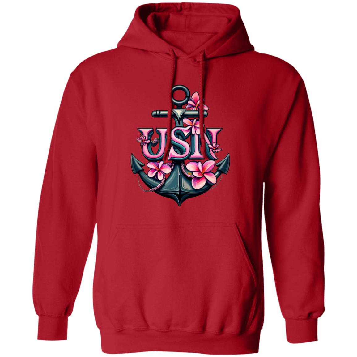Pink Flower Anchor Pullover Hoodie