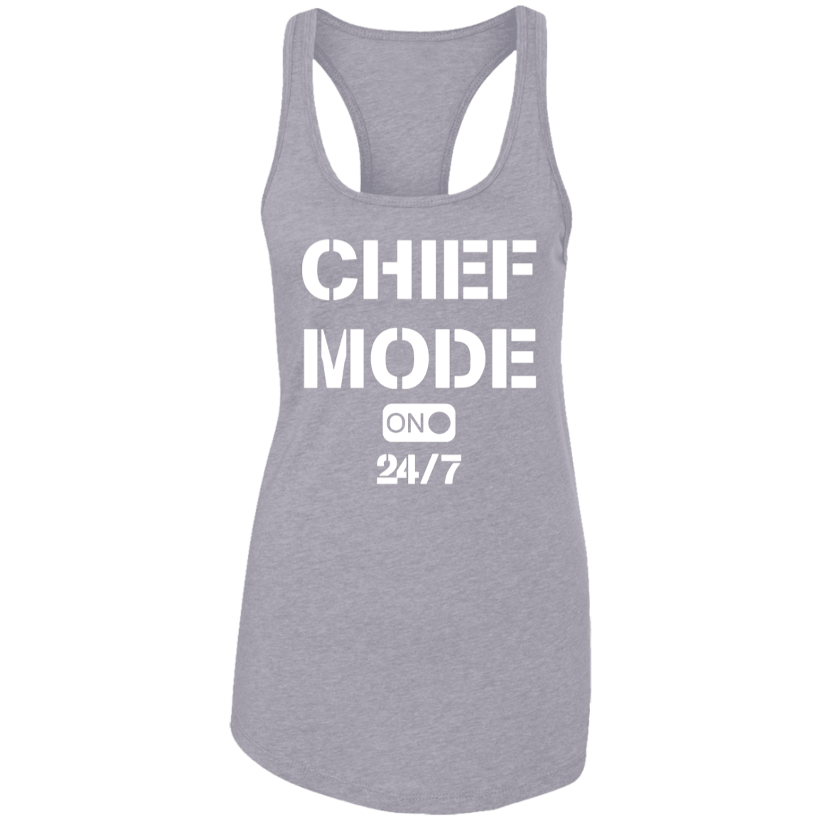 Chief Mode White Ladies Racerback Tank