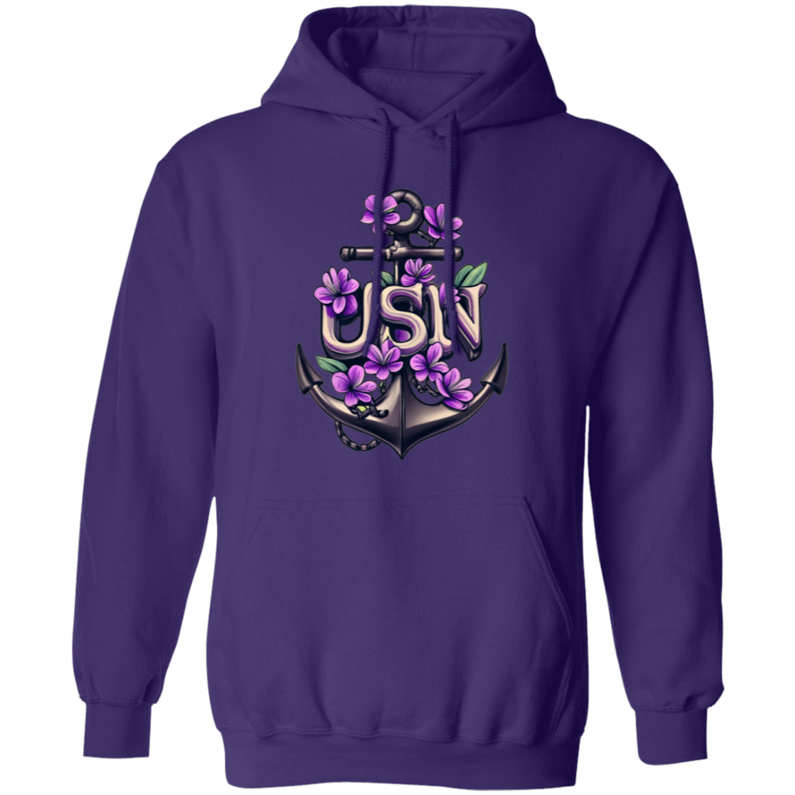 Purple Flower Anchor Pullover Hoodie