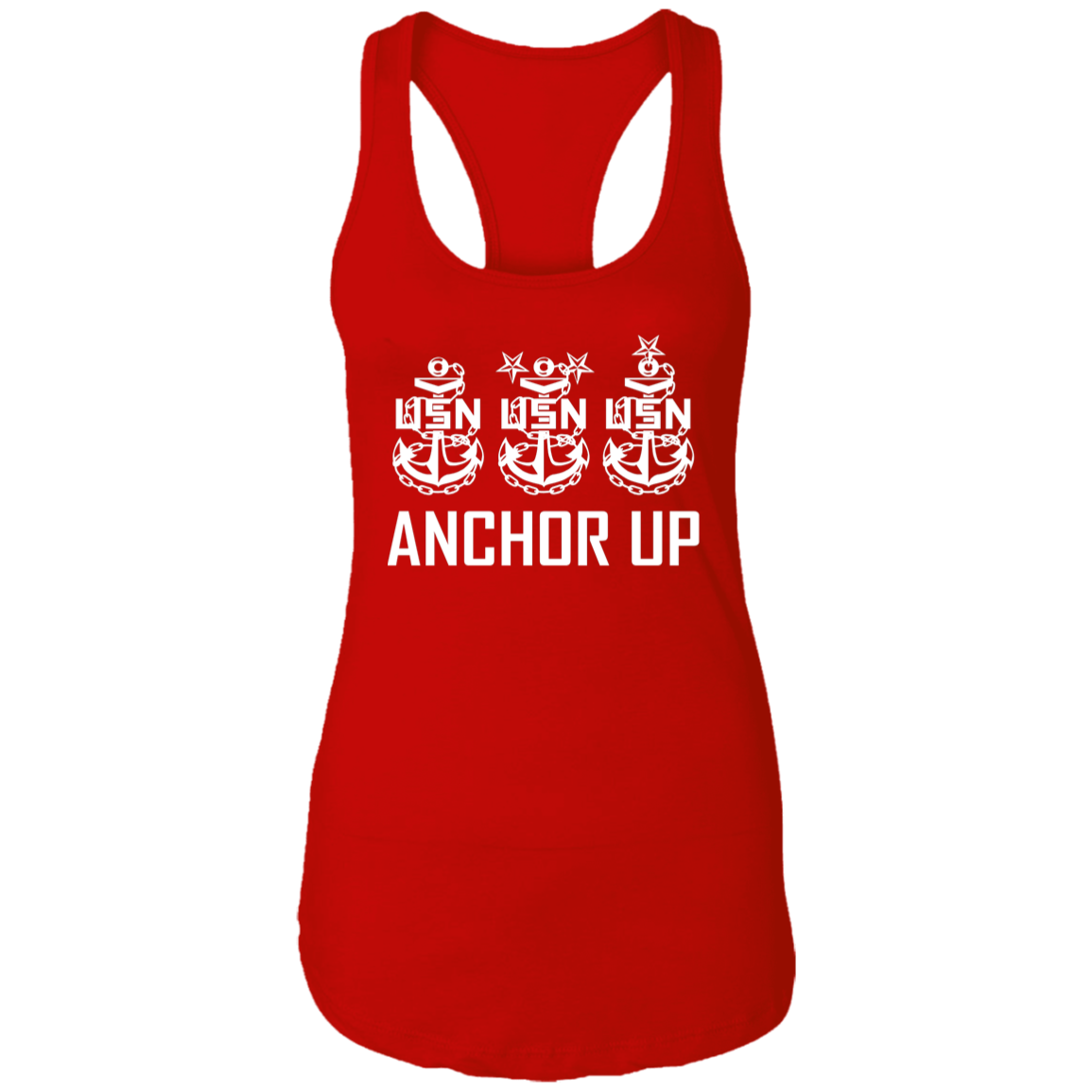 Anchor Up White Design Ladies Racerback Tank