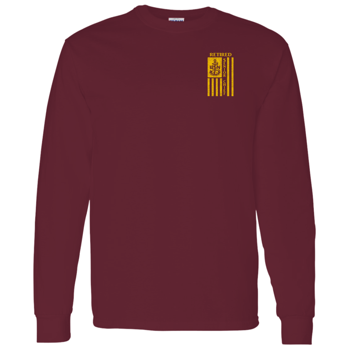 Retired Senior Chief Flag FB LS T-Shirt 5.3 oz.