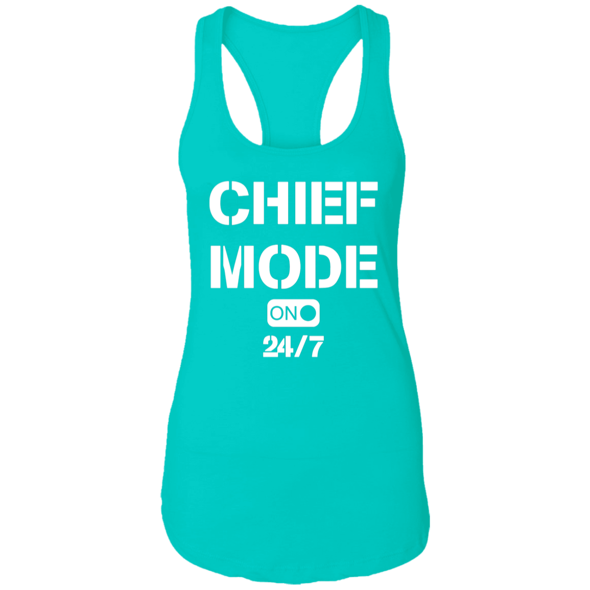 Chief Mode White Ladies Racerback Tank