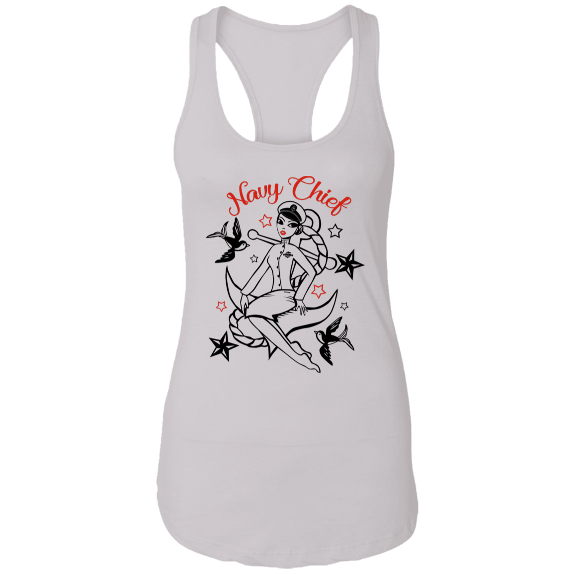 Navy Chief Pin Up Ladies Racerback Tank