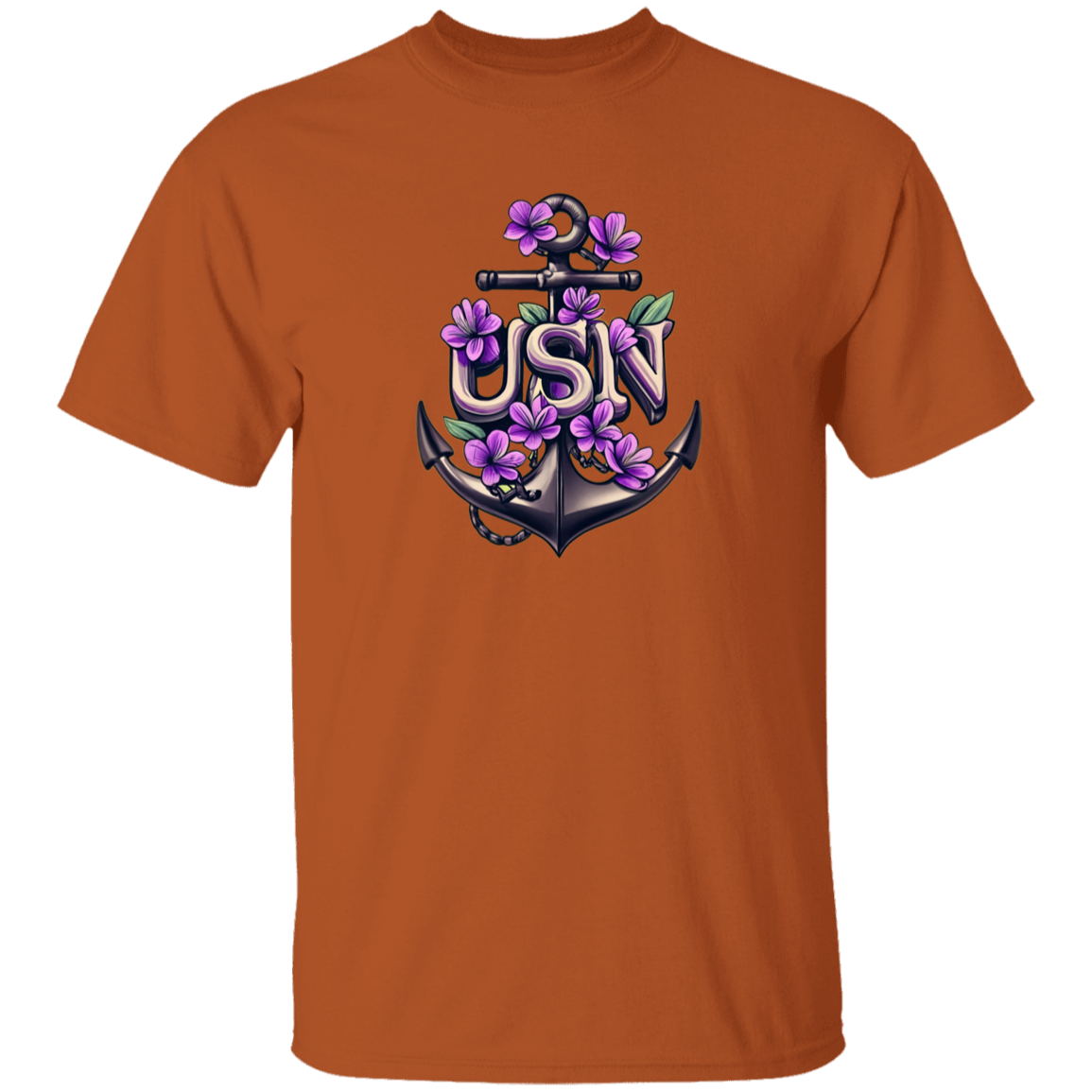 Purple Flower Anchor 5.3 oz. T-Shirt