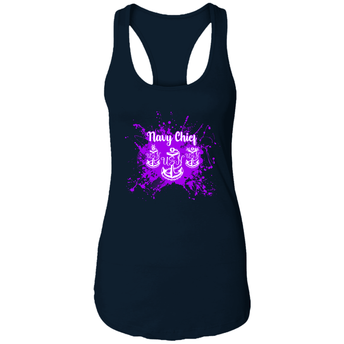 Navy Chief Purple Paint Ladies Racerback Tank