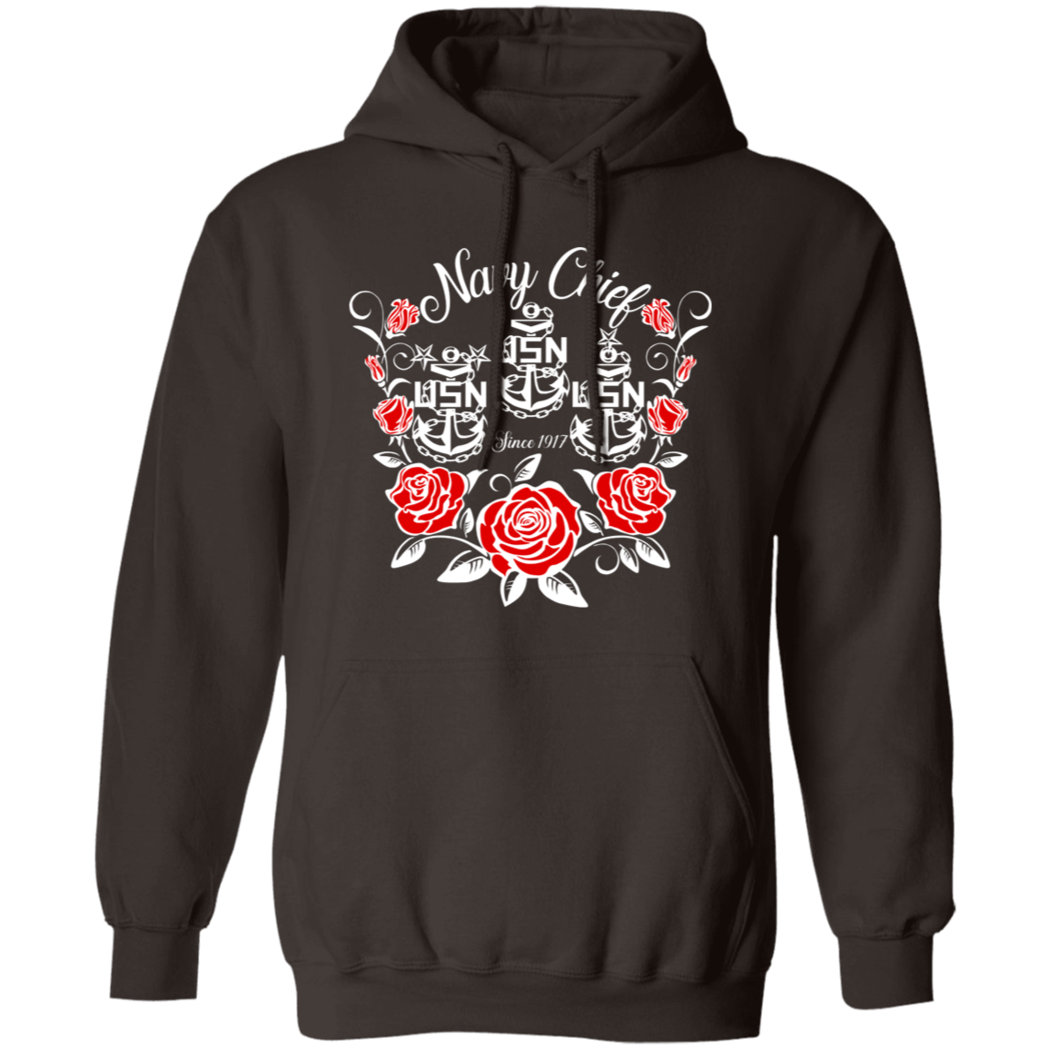 Navy Chief Rose White Pullover Hoodie