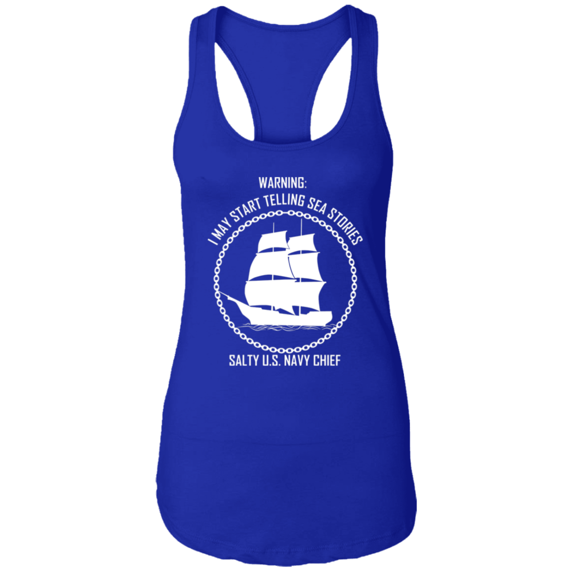 Salty Sea Story White Ladies Racerback Tank