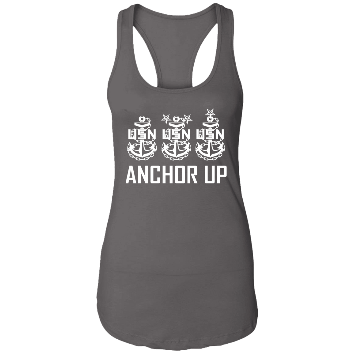 Anchor Up White Design Ladies Racerback Tank