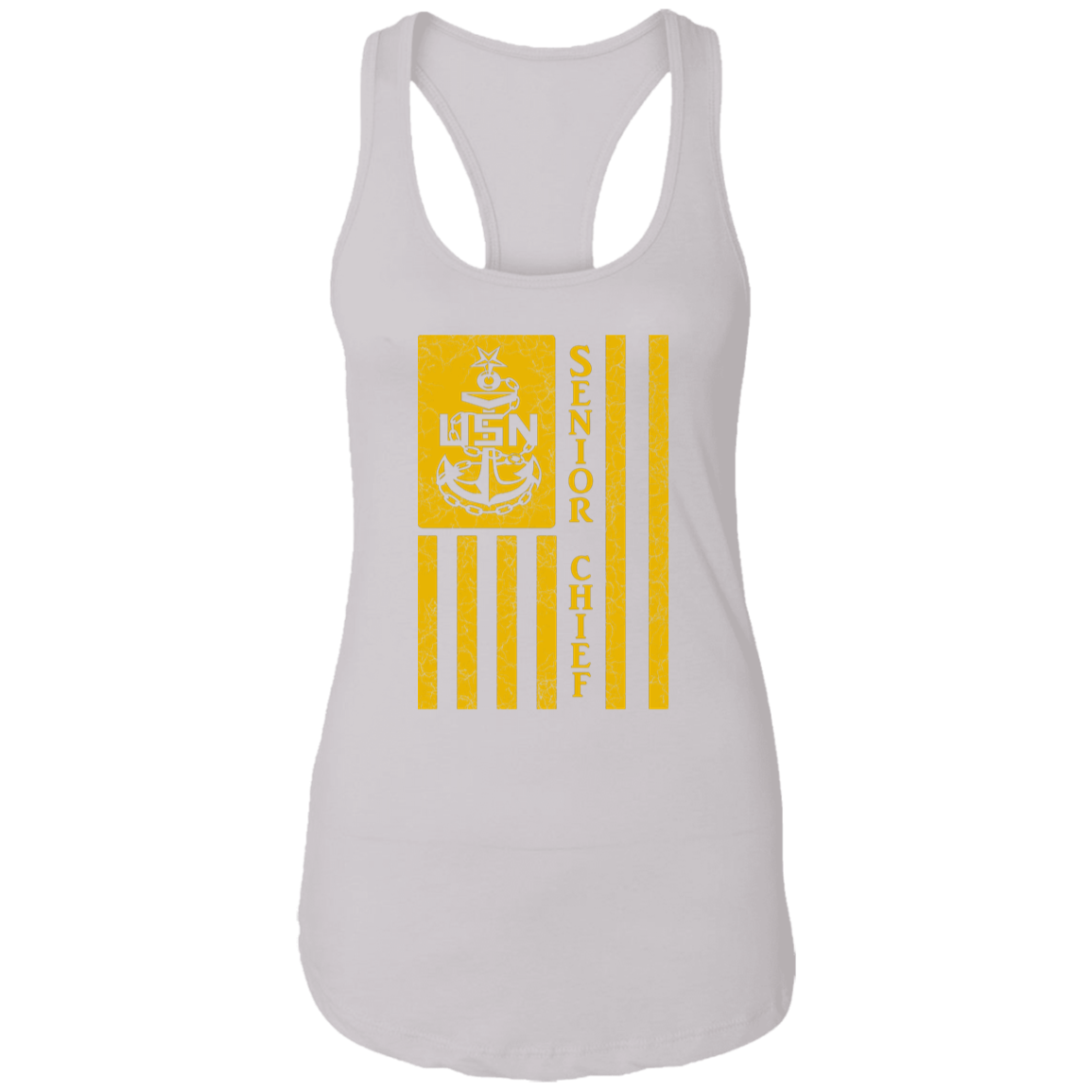 Senior Chief Flag Gold Ladies Racerback Tank