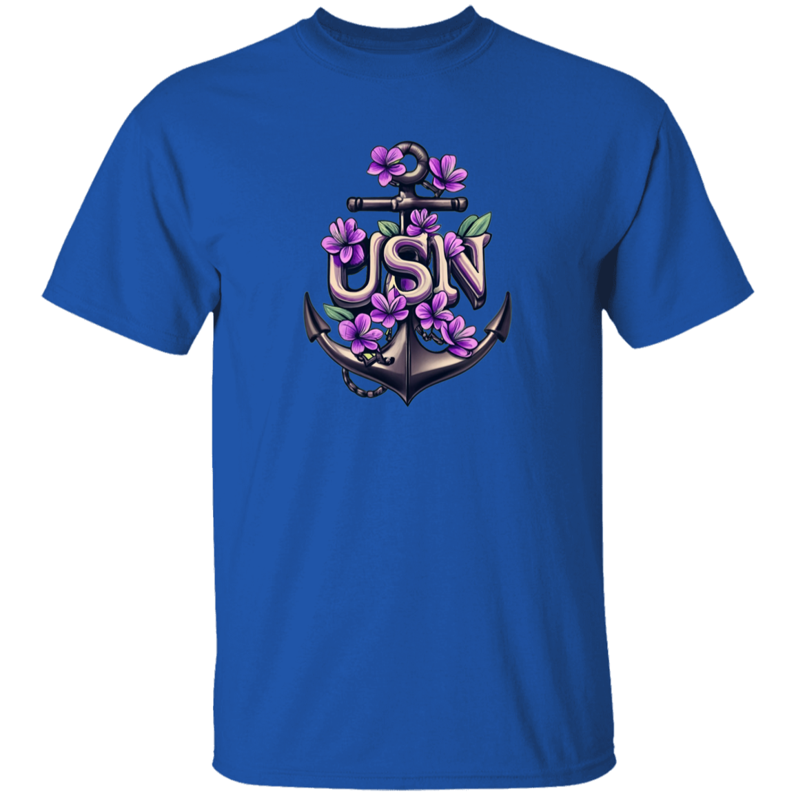 Purple Flower Anchor 5.3 oz. T-Shirt