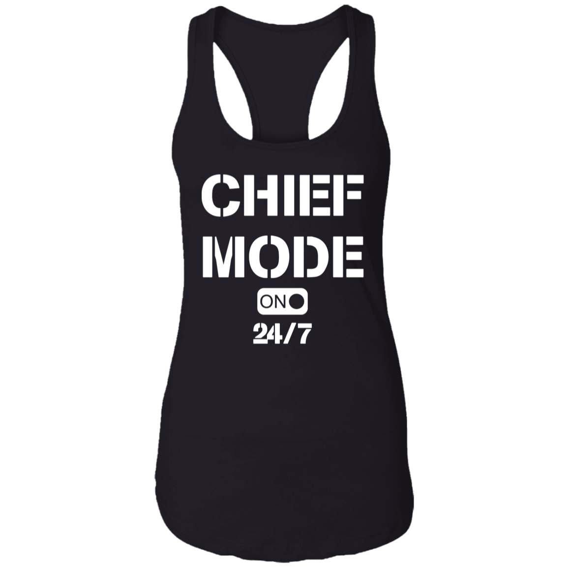 Chief Mode White Ladies Racerback Tank