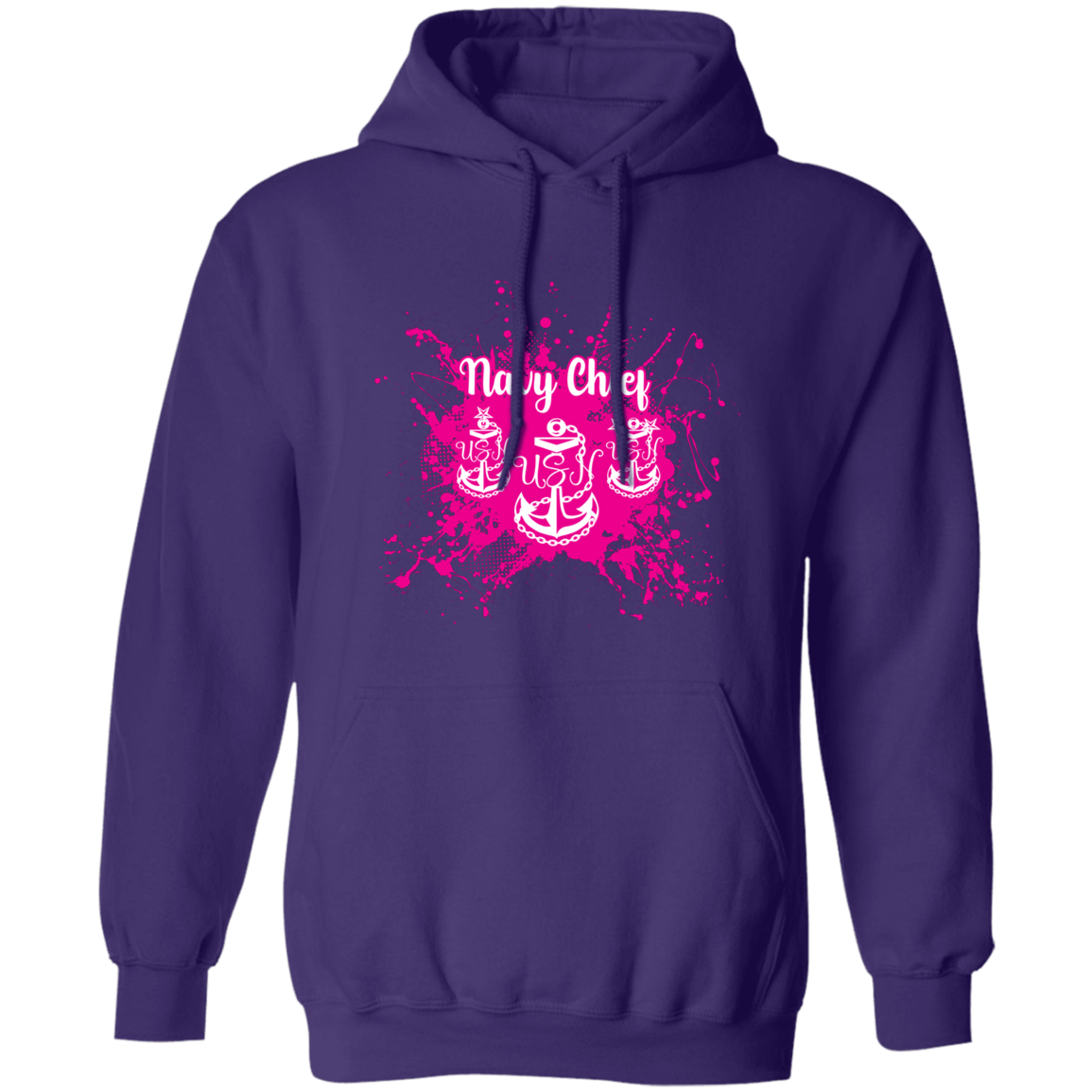 Navy Chief Pink Paint Pullover Hoodie