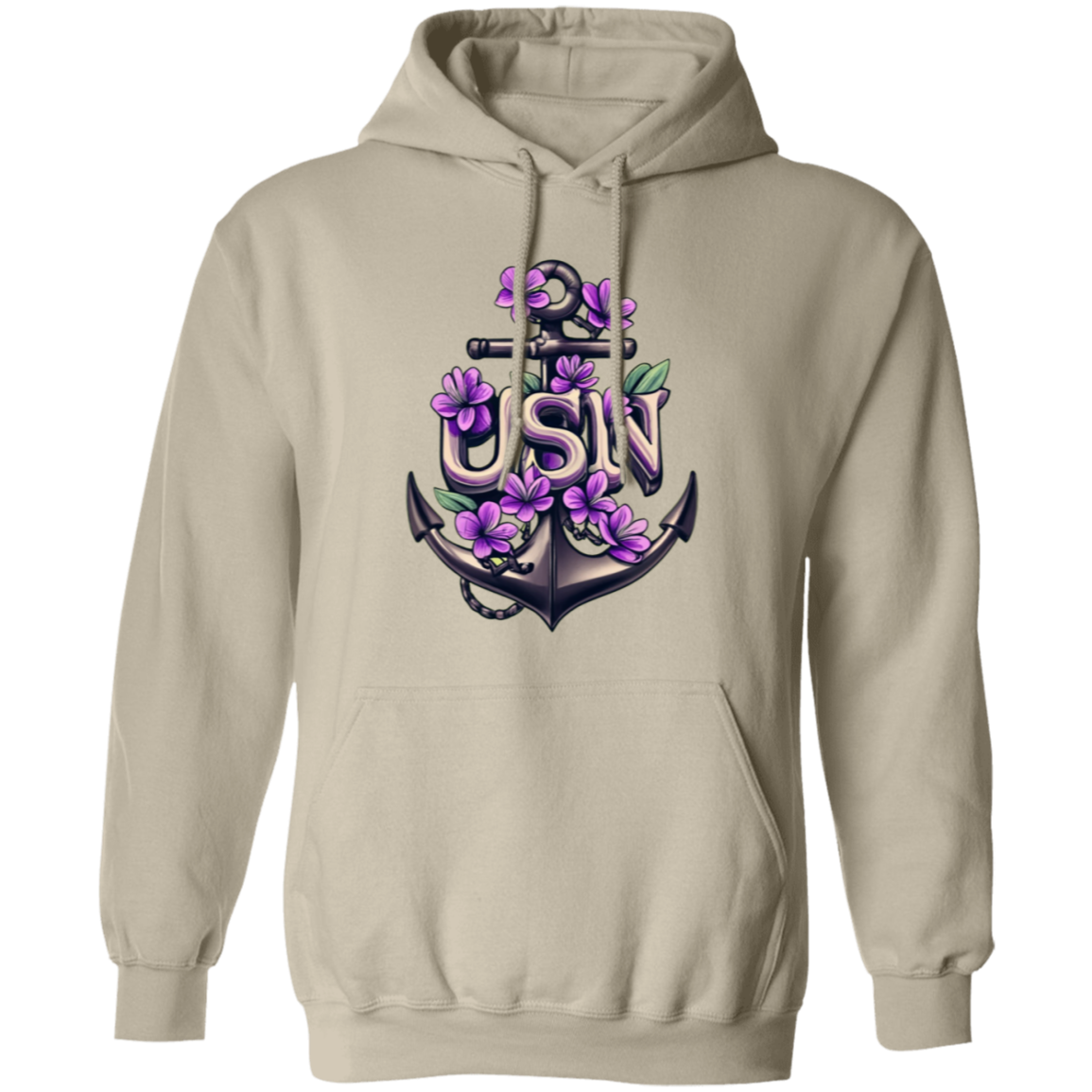 Purple Flower Anchor Pullover Hoodie