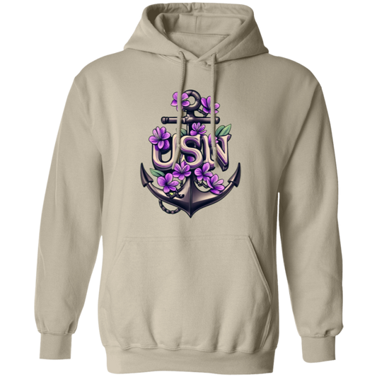 Purple Flower Anchor Pullover Hoodie
