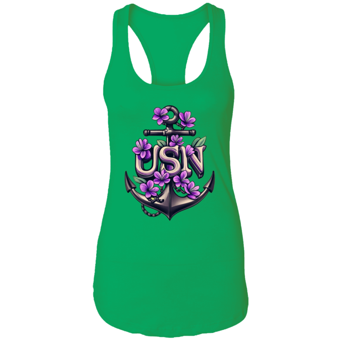 Purple Flower Anchor Ladies Ideal Racerback Tank