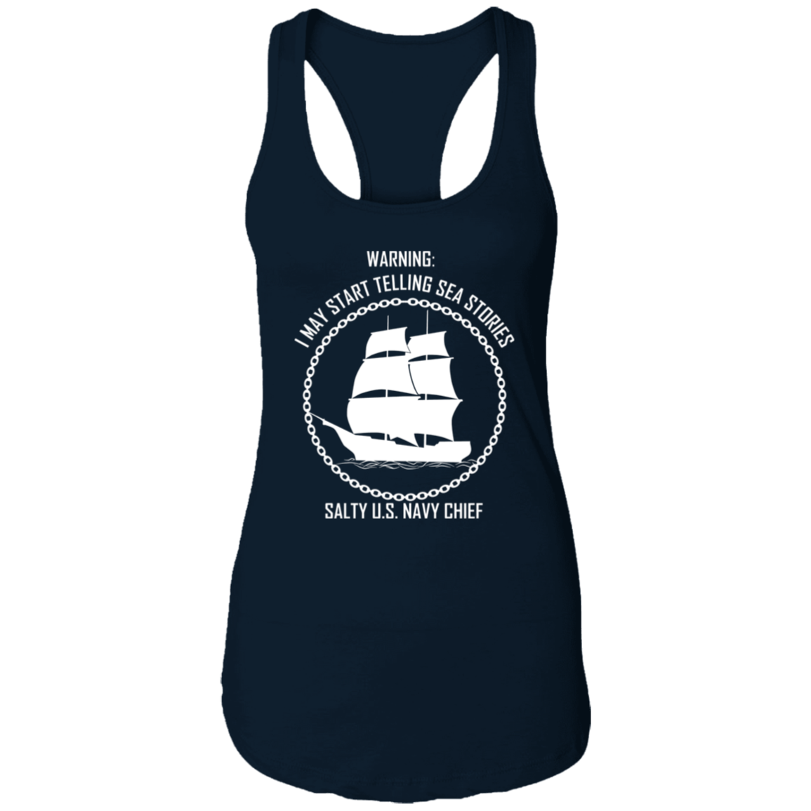 Salty Sea Story White Ladies Racerback Tank