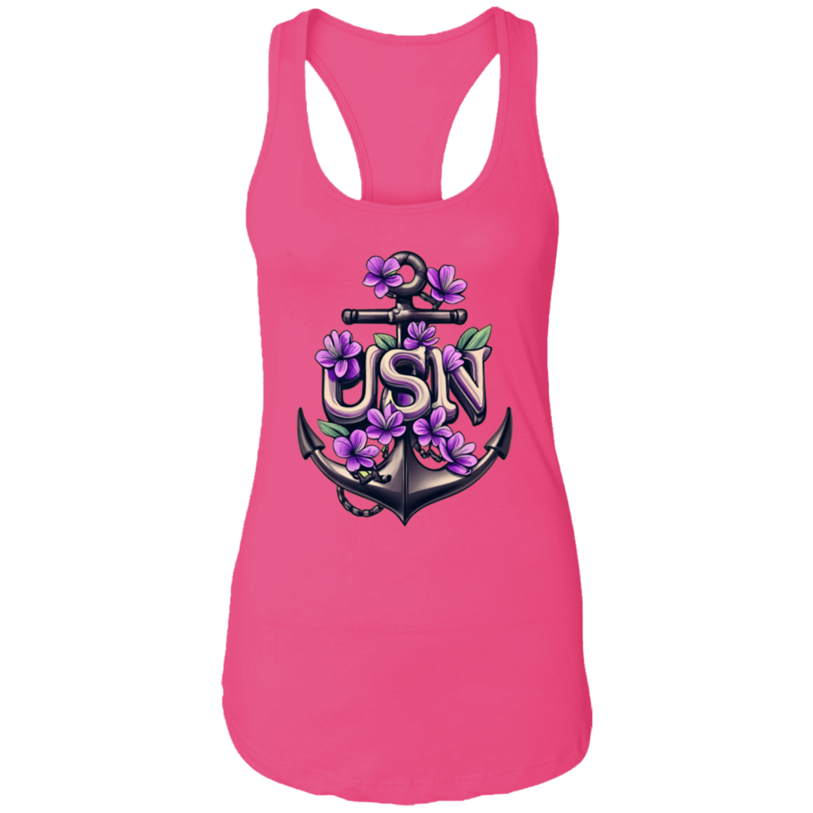 Purple Flower Anchor Ladies Ideal Racerback Tank