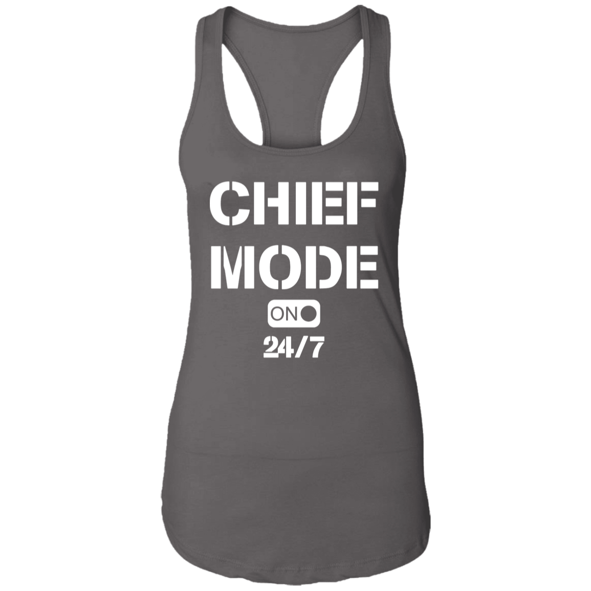 Chief Mode White Ladies Racerback Tank