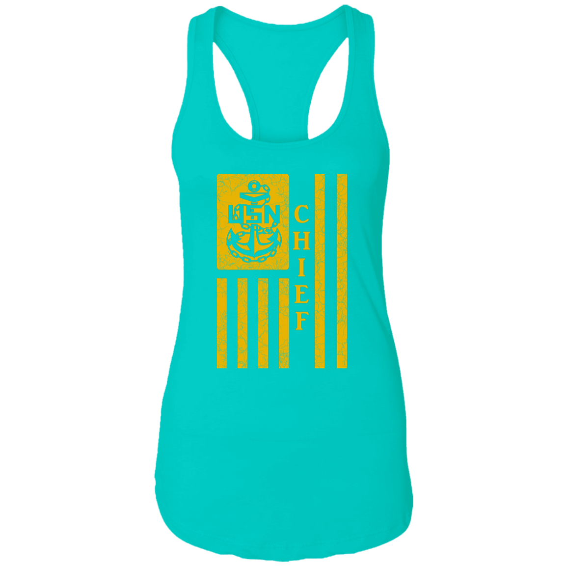 Chief Flag Gold Ladies Racerback Tank