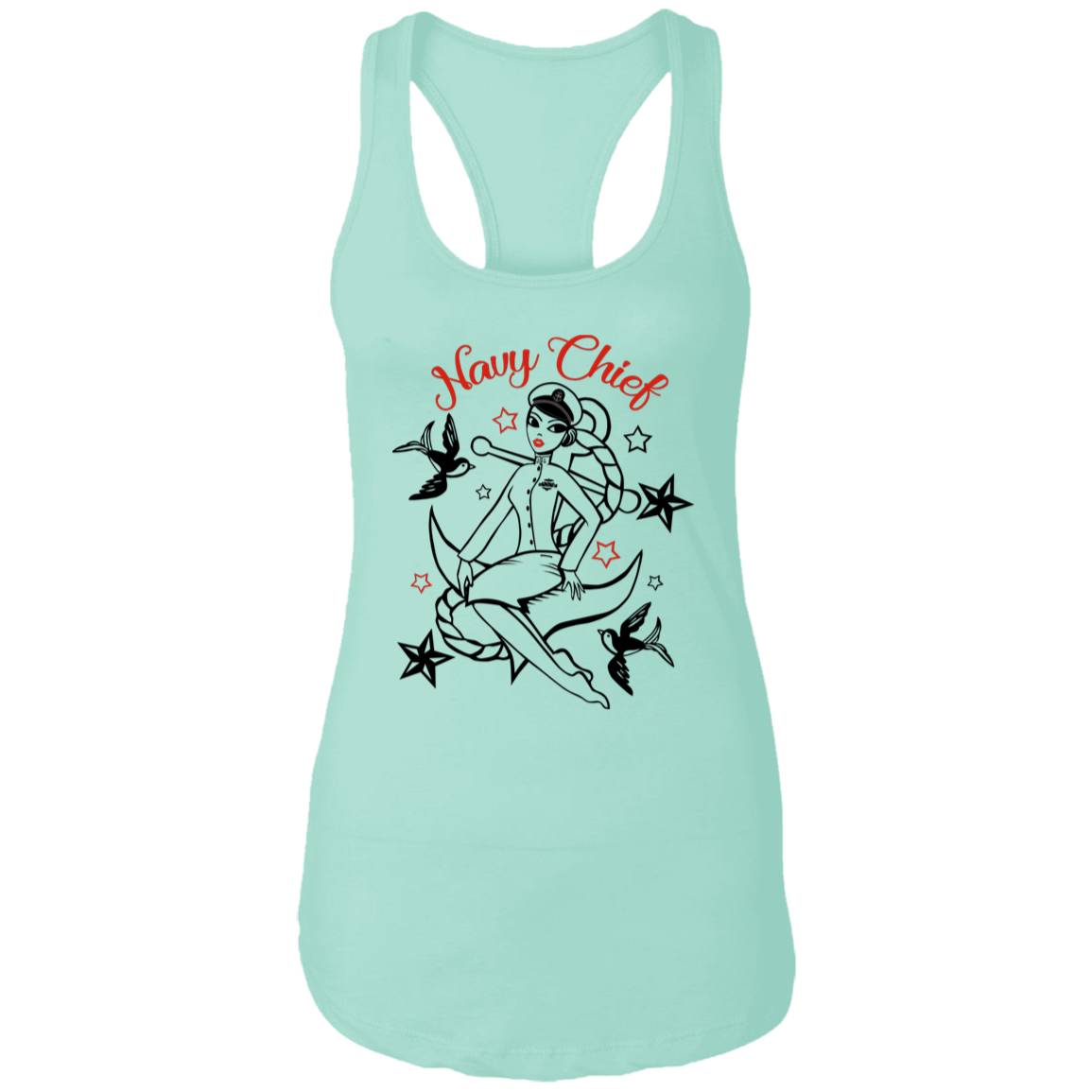 Navy Chief Pin Up Ladies Racerback Tank