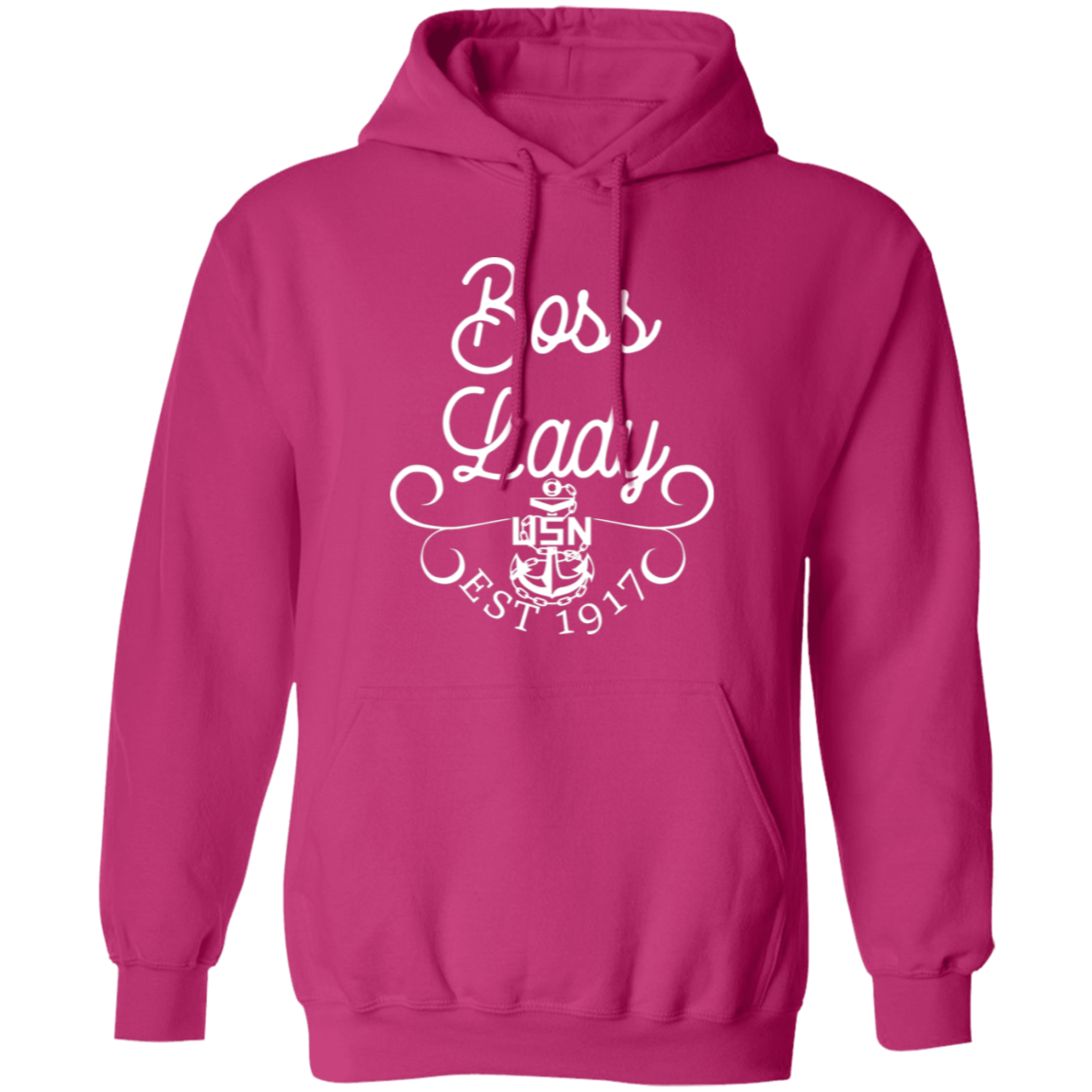 Boss Lady White Design Pullover Hoodie