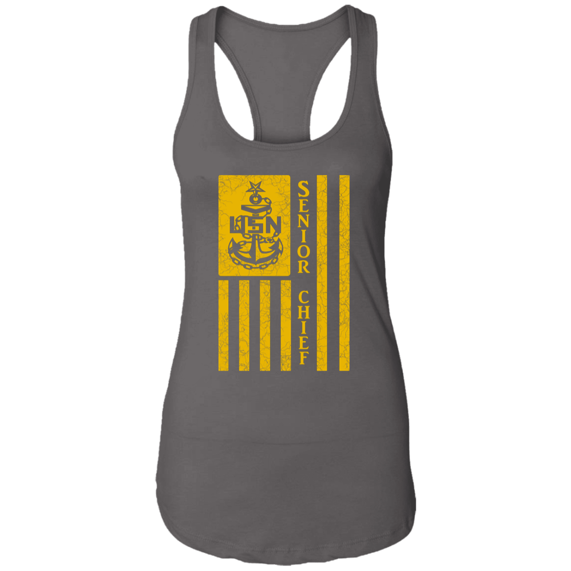 Senior Chief Flag Gold Ladies Racerback Tank