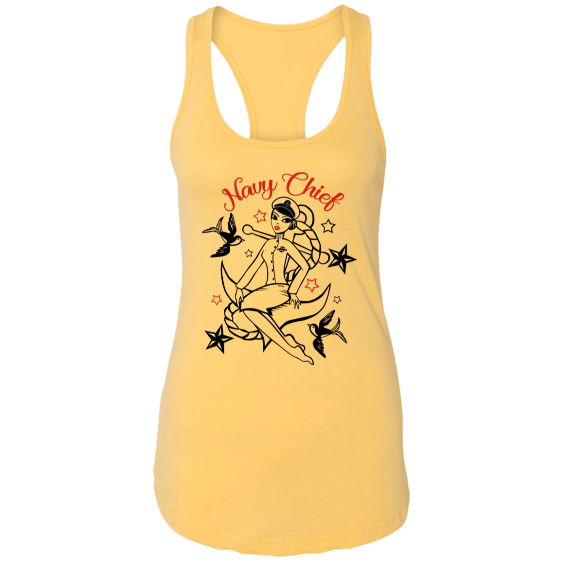 Navy Chief Pin Up Ladies Racerback Tank
