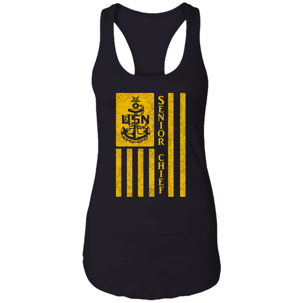 Senior Chief Flag Gold Ladies Racerback Tank