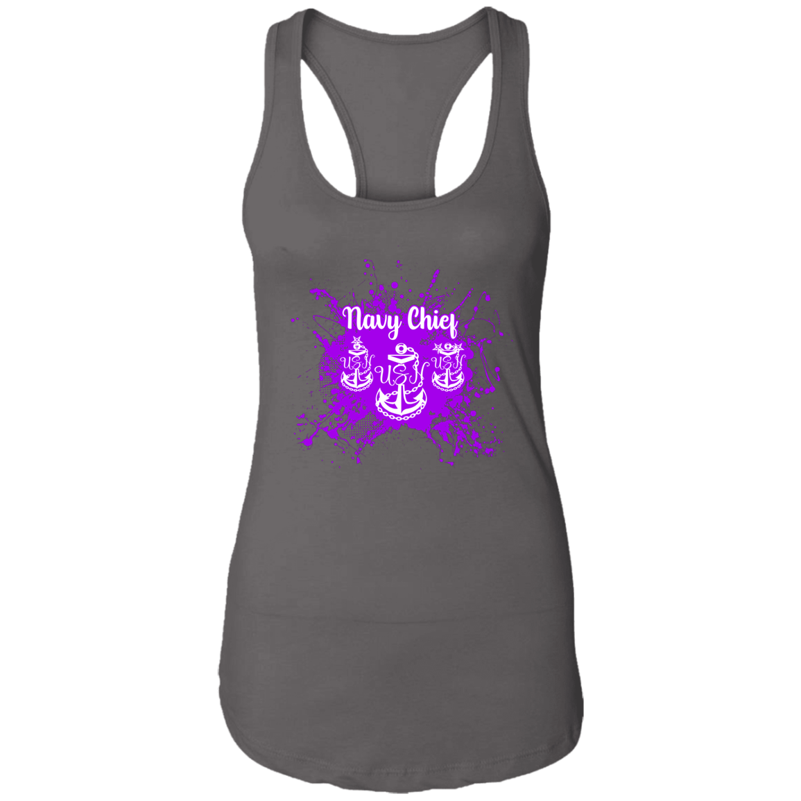 Navy Chief Purple Paint Ladies Racerback Tank