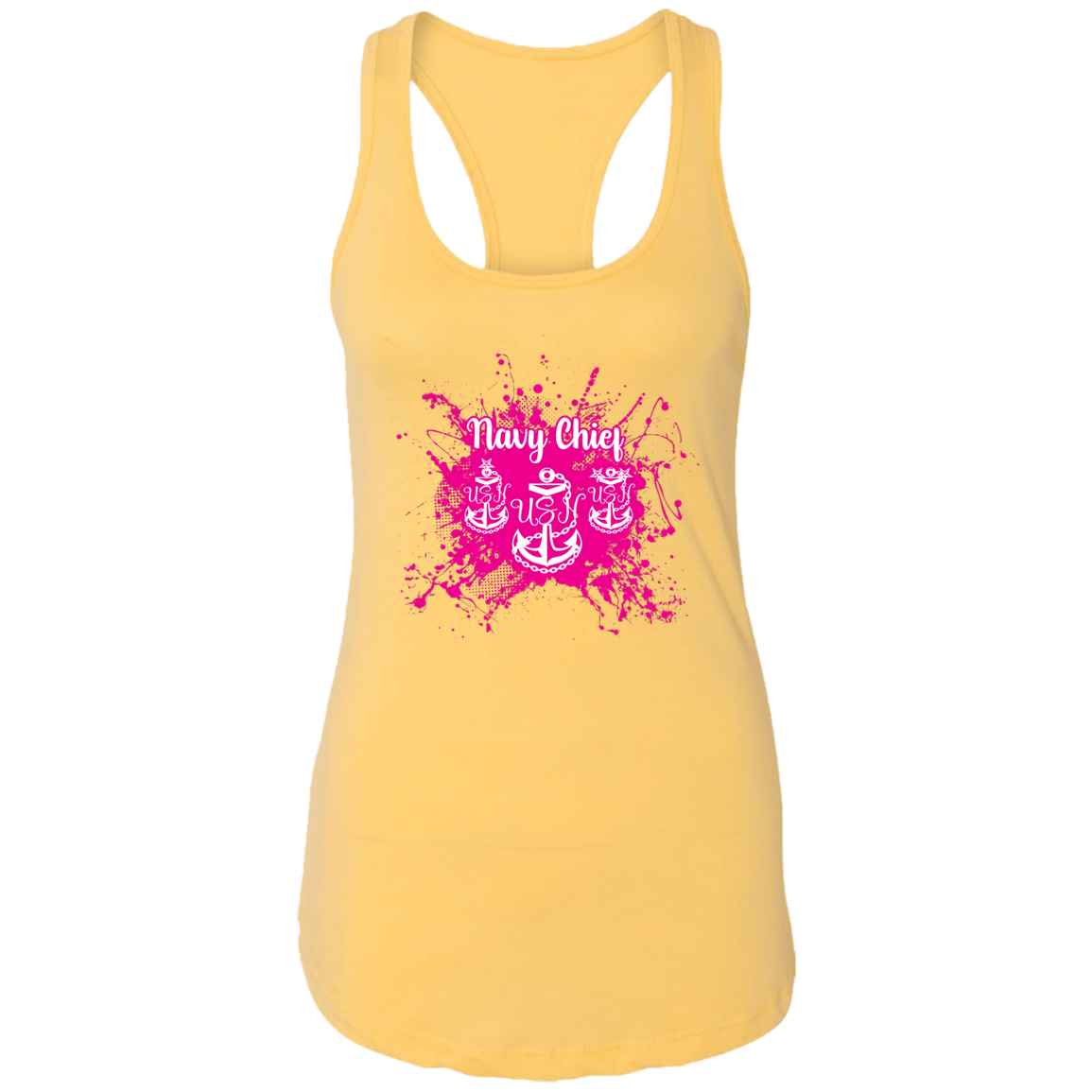 Navy Chief Pink Paint Ladies Racerback Tank