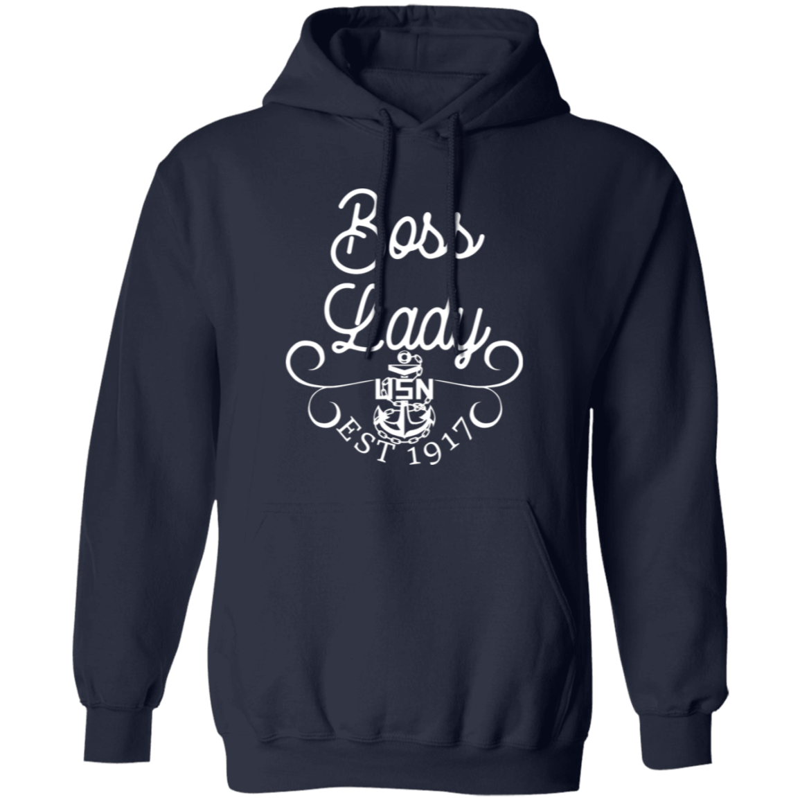 Boss Lady White Design Pullover Hoodie