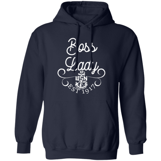 Boss Lady White Design Pullover Hoodie