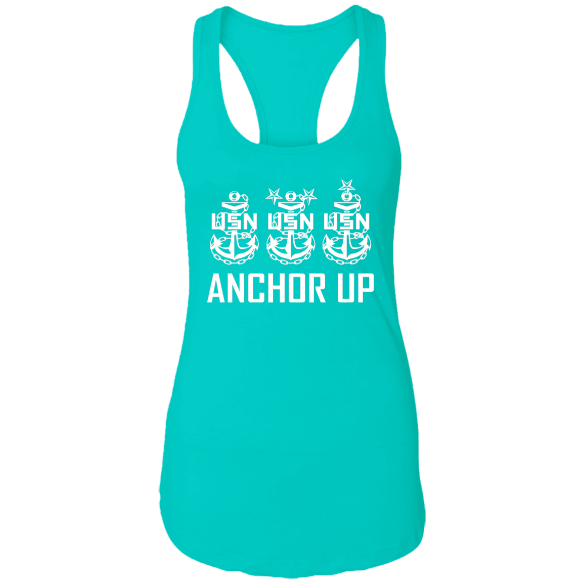 Anchor Up White Design Ladies Racerback Tank