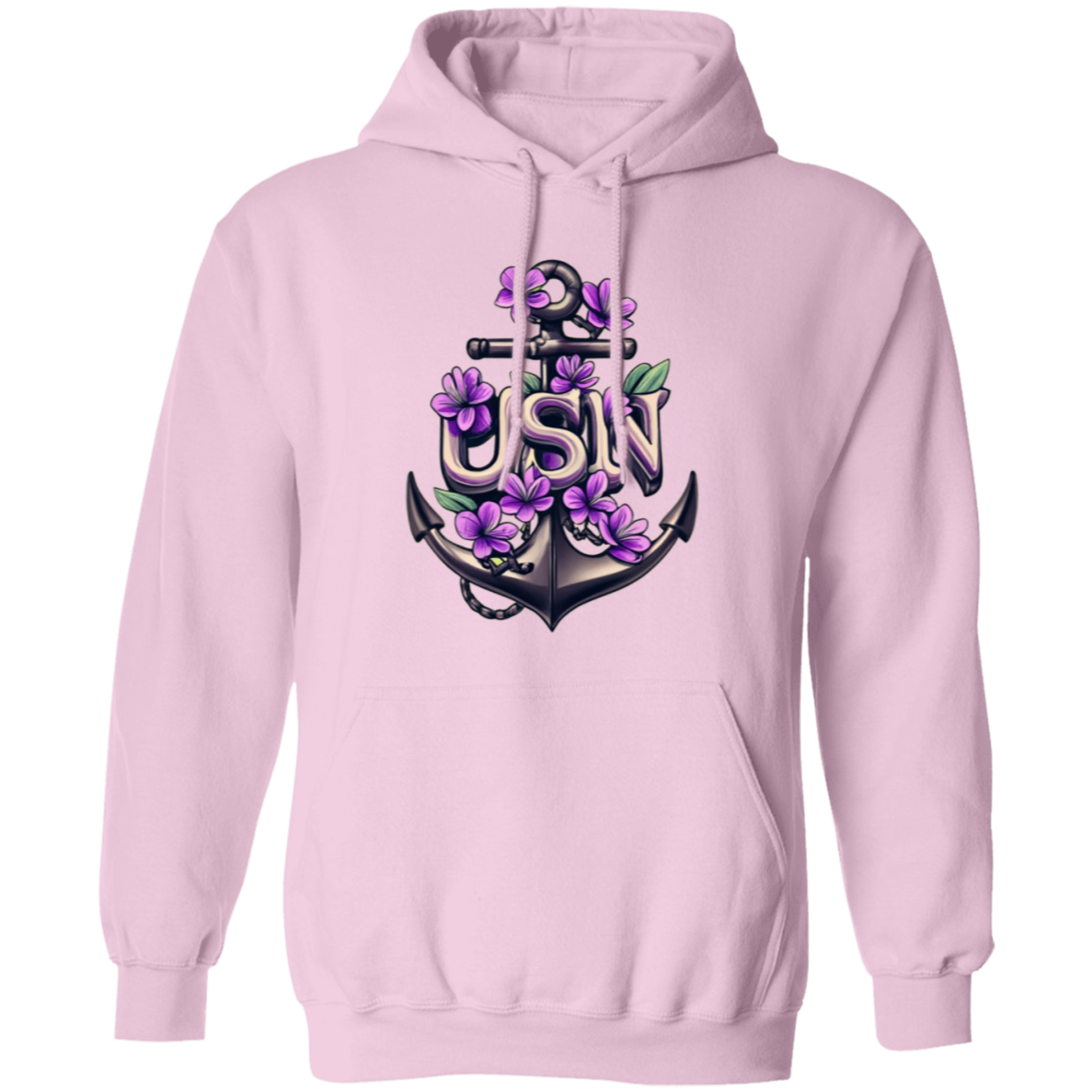 Purple Flower Anchor Pullover Hoodie
