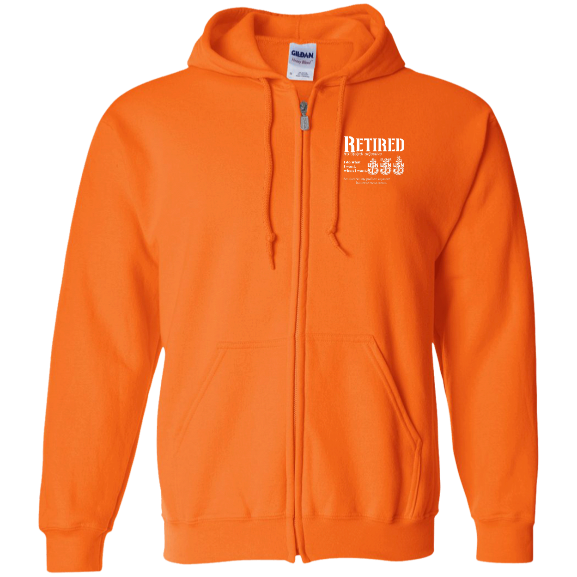 Retired Definition White Zip Up Hooded Sweatshirt