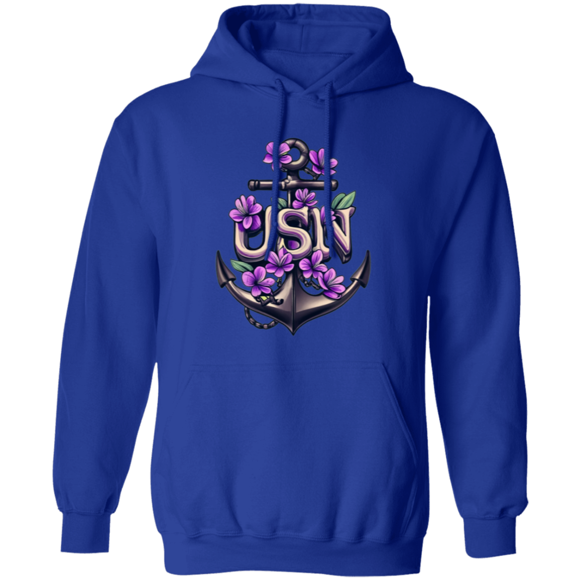 Purple Flower Anchor Pullover Hoodie