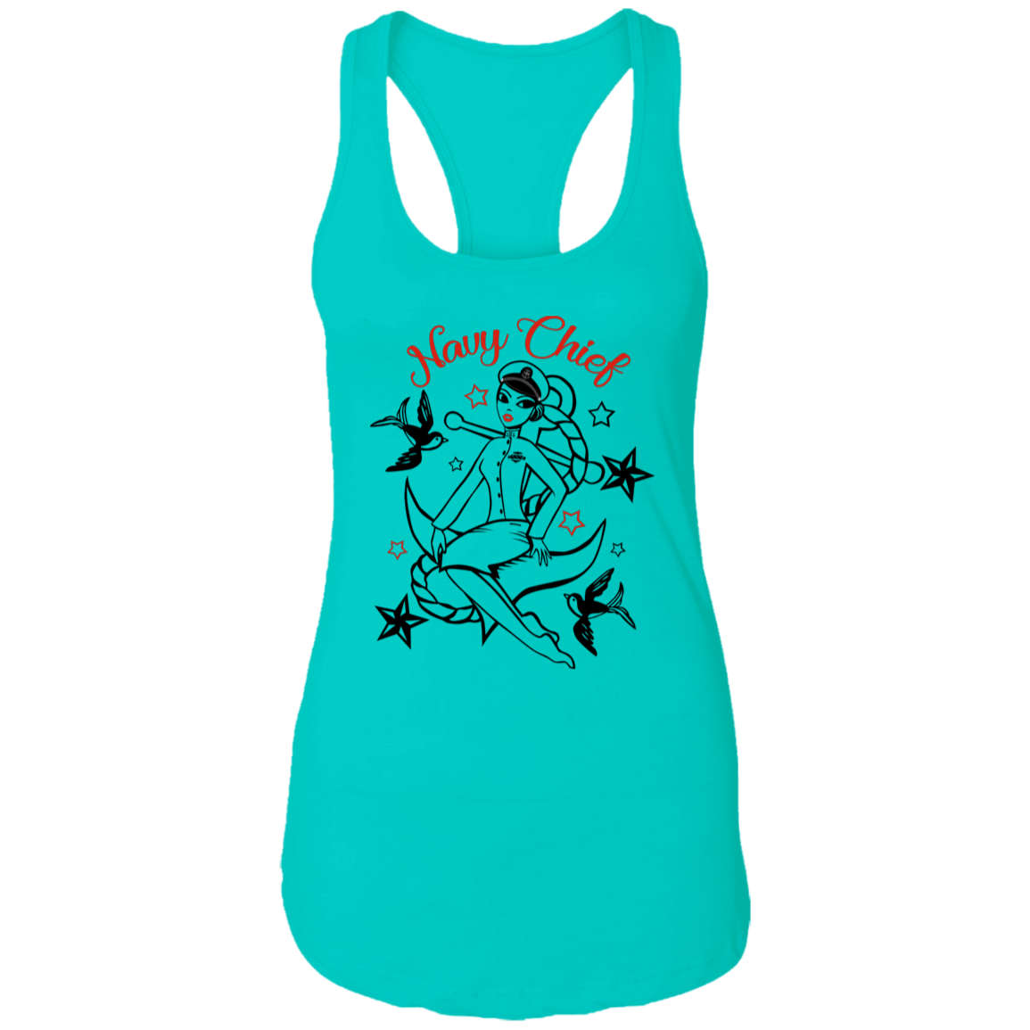 Navy Chief Pin Up Ladies Racerback Tank