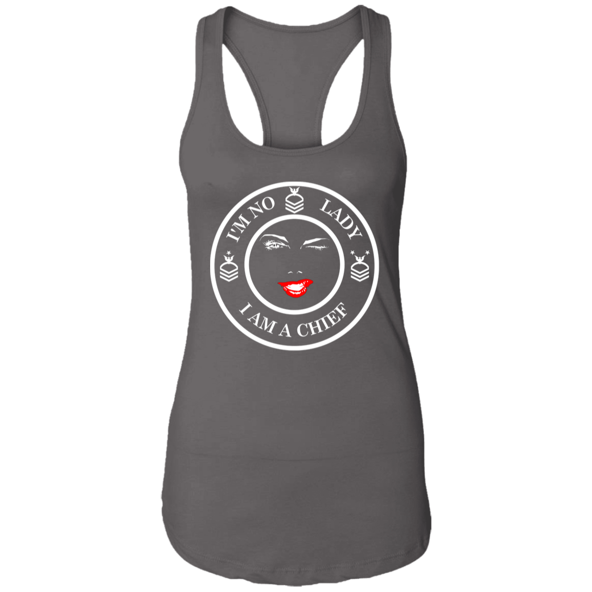 I'm No Lady (White Design) Ladies Racerback Tank