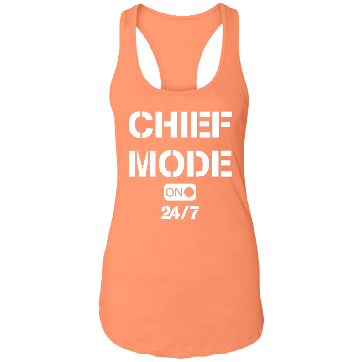 Chief Mode White Ladies Racerback Tank