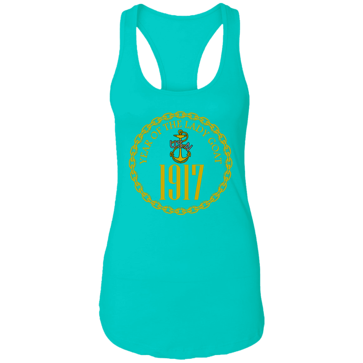 Year of the Lady Goat Gold Ladies Racerback Tank