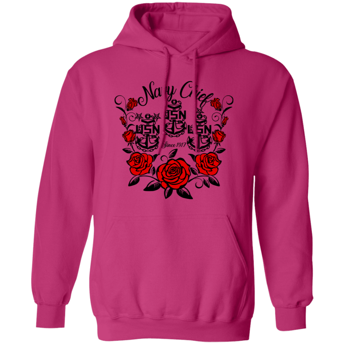 Navy Chief Rose Pullover Hoodie