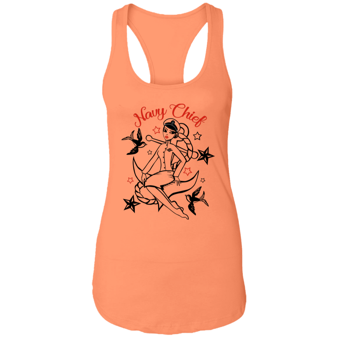 Navy Chief Pin Up Ladies Racerback Tank
