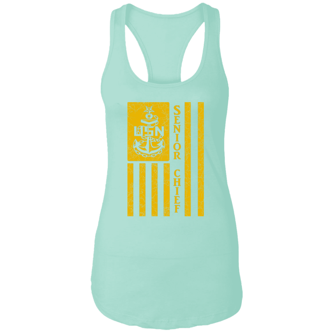 Senior Chief Flag Gold Ladies Racerback Tank