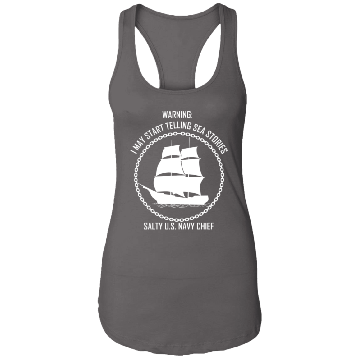 Salty Sea Story White Ladies Racerback Tank