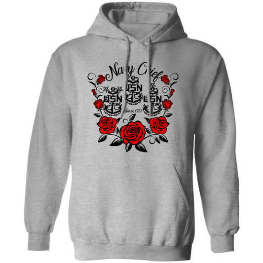 Navy Chief Rose Pullover Hoodie