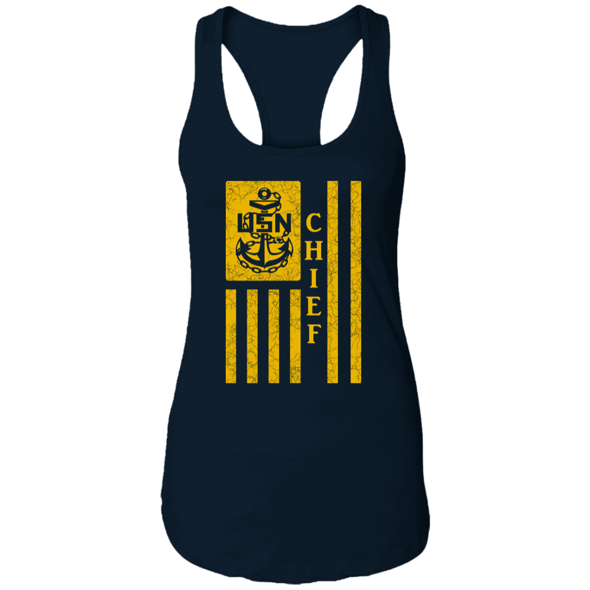 Chief Flag Gold Ladies Racerback Tank