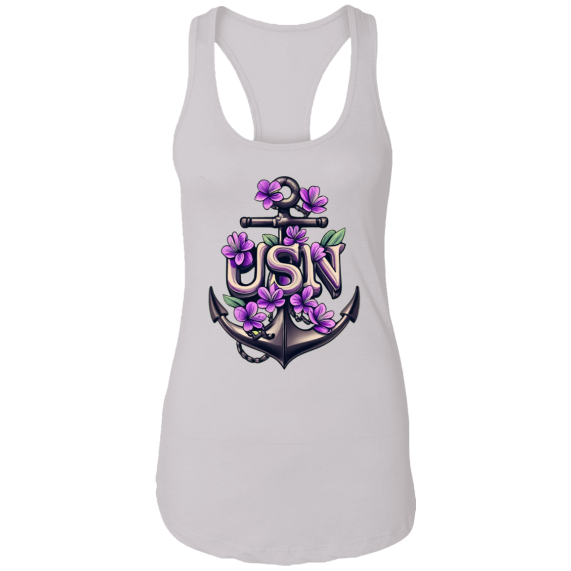 Purple Flower Anchor Ladies Ideal Racerback Tank