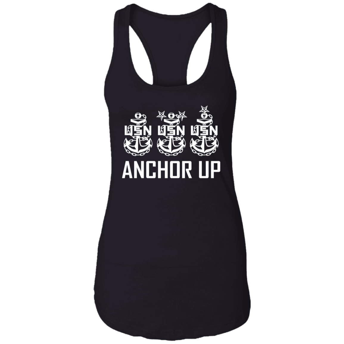 Anchor Up White Design Ladies Racerback Tank
